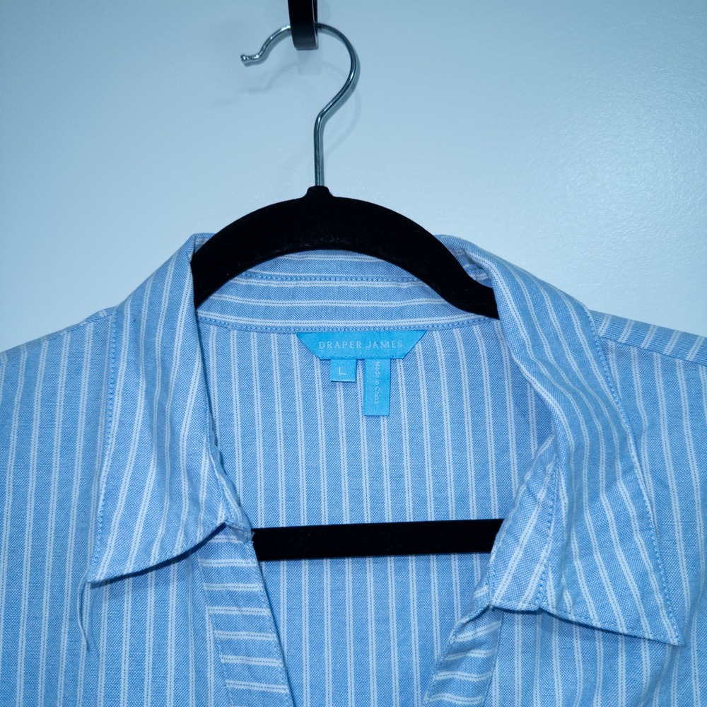 Draper James‎ Blue Stripe Oxford Shirting Isabella Shirt Dress Large - Picture 3 of 8